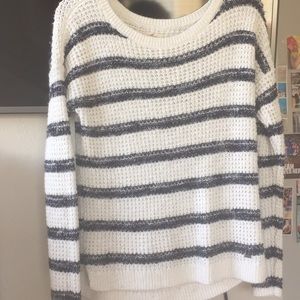 white and navy sweater